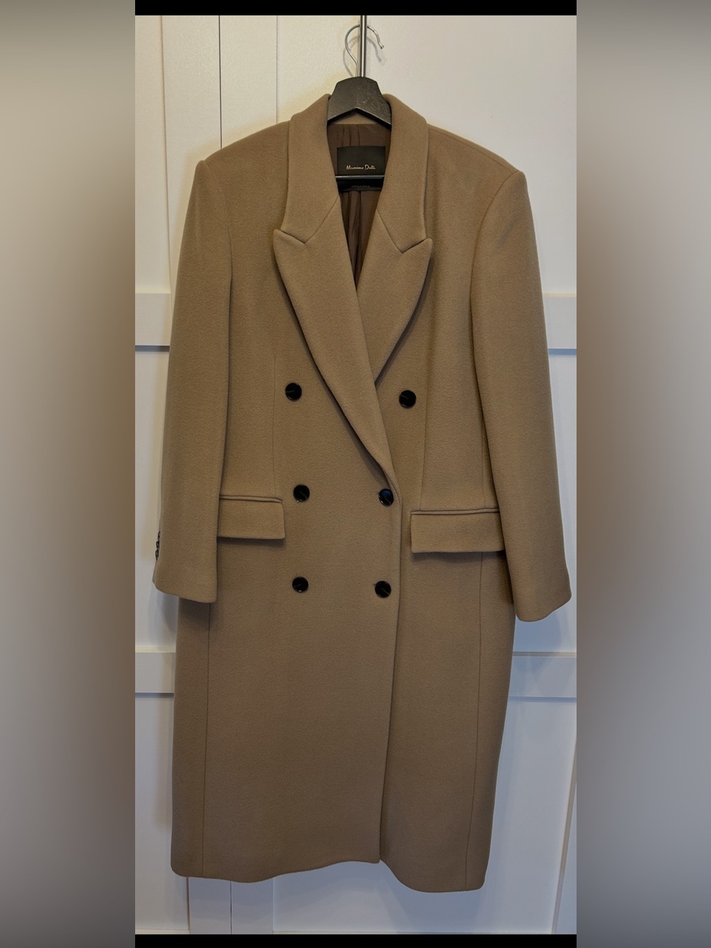 Massimo Dutti Wool Blend Double Breasted Coat in Camel - Picture 2 of 9